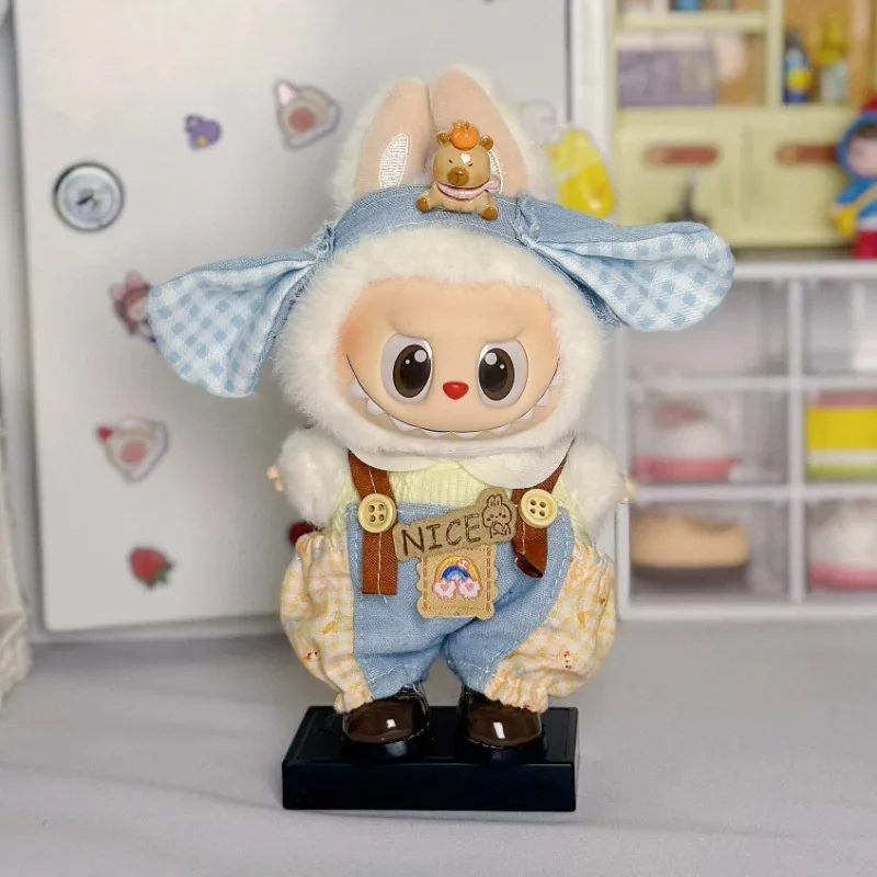 

[Только одежда] милые модные декоративные брюки в клетку на бретельках, маленькая одежда, аксессуары для кукол, комплект одежды Labubu 17 см