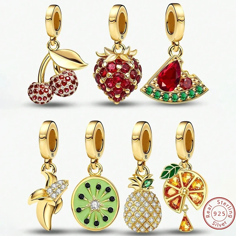 

925 Sterling Silver Fruit Series Orange Watermelon Charms Beads Fit Diy Bracelet Necklace Making Gift Of High Quality Jewelry