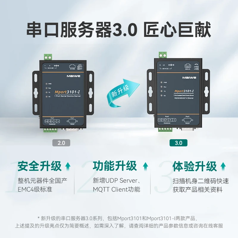 Mport3101-I Industrial Serial Port Server RS232/485/422 Serial Port to Ethernet Modbus
