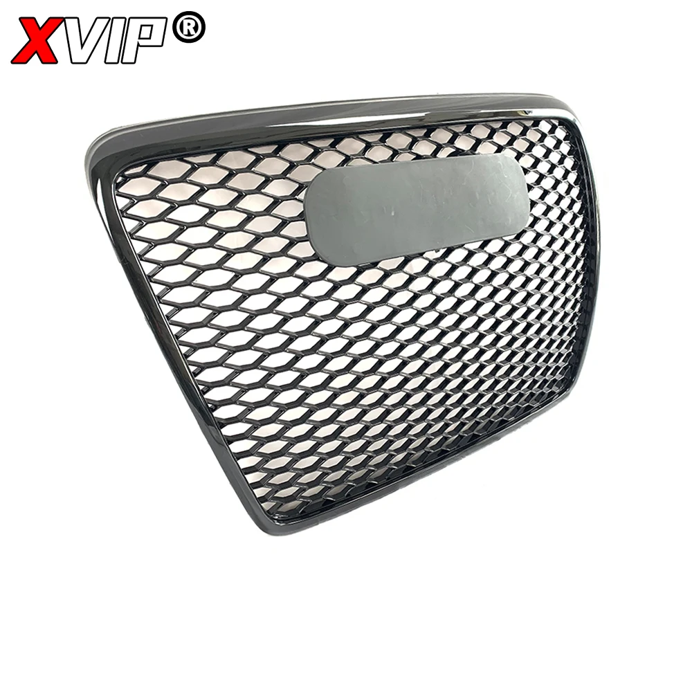XVIP RS Style Trim Grill Front All Glossy Black Bumper Grille For Audi A6 S6 C6 2005-2011 To RS6 Style High Quality Upper Grille