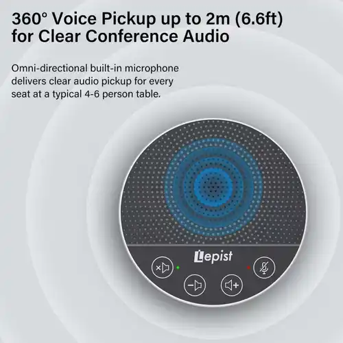 Imagen 2 del producto Micrófono con altavoz y altavoz USB y tipo C, botones táctiles 360 °   Pastilla omnidireccional para conferencias Skype Zoom Computer Mic