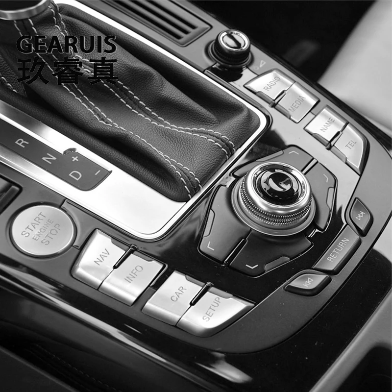 Car Styling For Audi A4 B8 2009-2016 Central control Gear Shift Cover Switch Button Engine Start Stop Sticker Auto Accessories