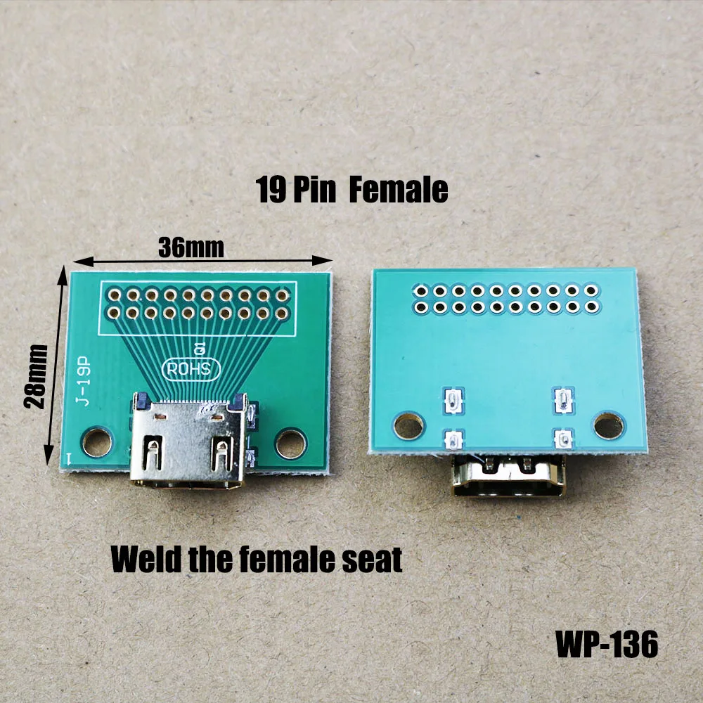 

1Pcs HDMI-Compatible A Type 19Pin PCB Board Bond Wires SealsSocket Connector Female Seat Test Female Seat gold-plated