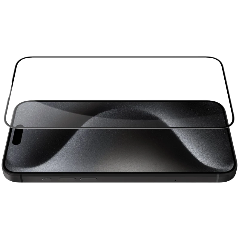 Vidro temperado 9H antirreflexo NILLKIN para iPhone 15 Pro Max, anti-impressão digital e sem bolhas, filme HD de cobertura total com bordas 2,5D