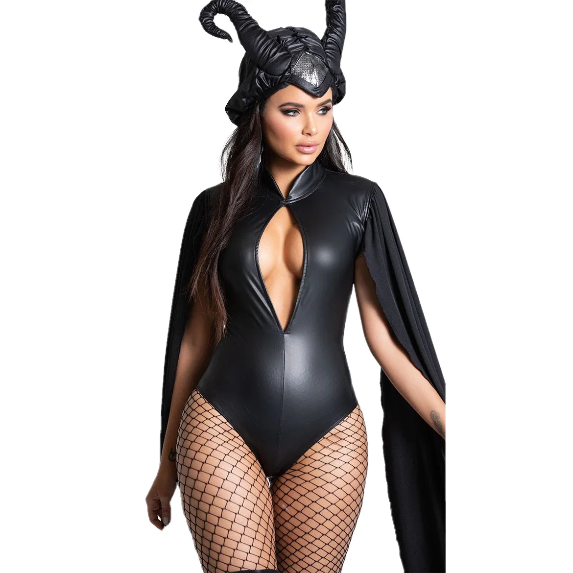 الساحرة Maleficent النوم الجمال تأثيري حلي الكبار النساء ازياء الشر فستان أسود القرن قبعة الزي قبعة خوذة هود