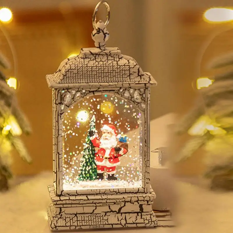 LED Christmas Night light Christmas Snow Globe Lantern Decorative Table Lantern Holiday Lantern for Home Decoration Festive