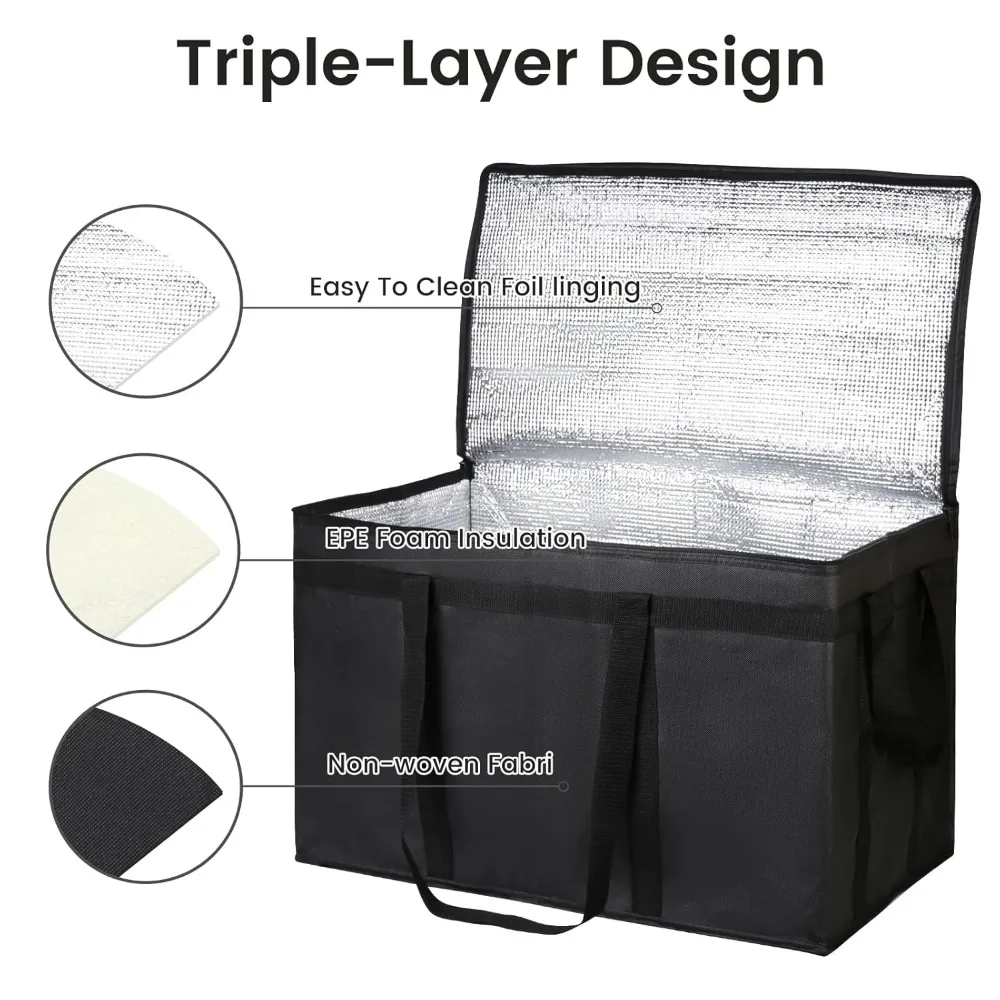 

10-Pack Insulated Food Delivery Bag, XXXL Pizze Cooler Bags, for Doordash/Travel/Shopping/Catering/Car, Door Dash Accessories