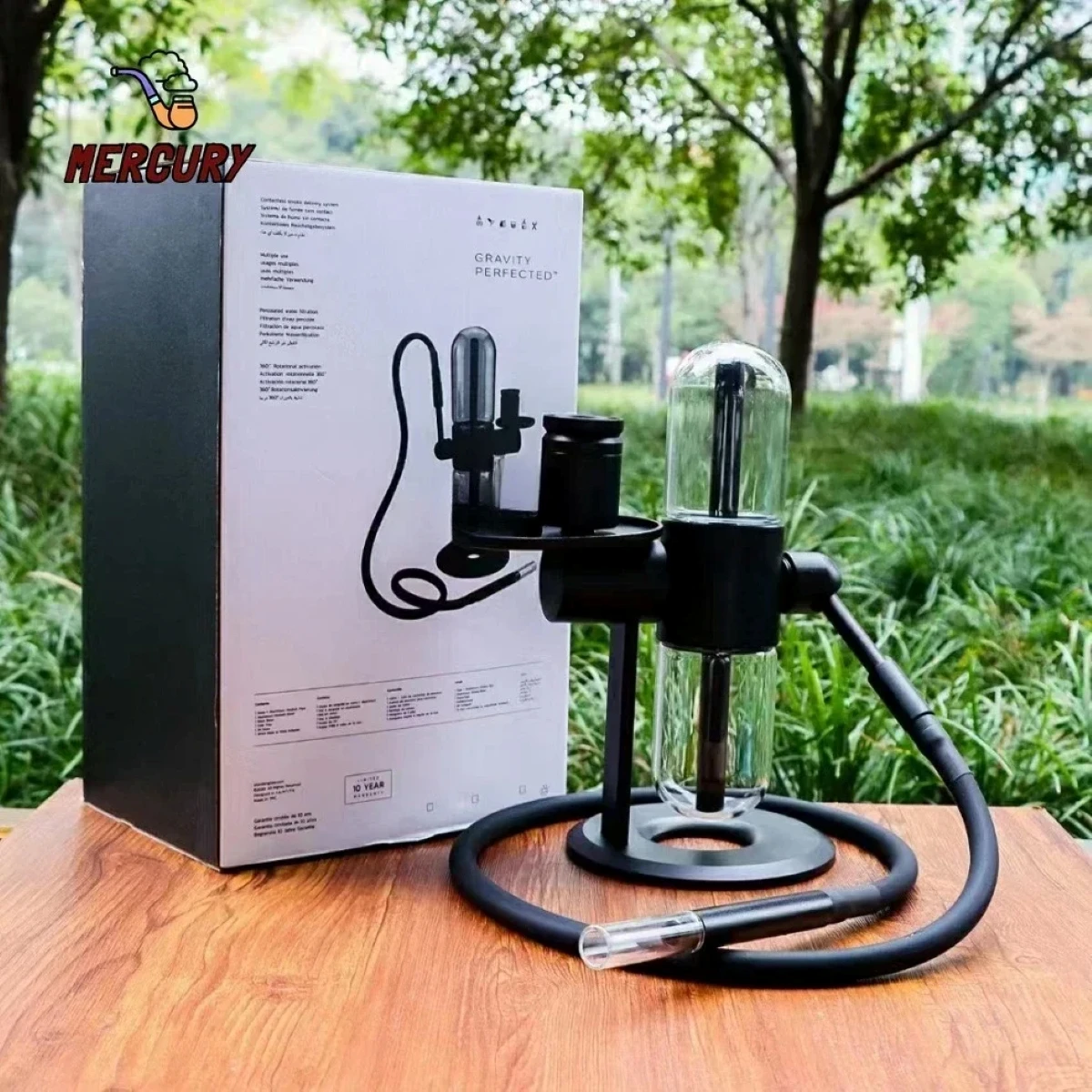 الجاذبية التدخين الأنابيب 360 درجة دوران الشيشة السفر مجموعة كاملة مع حقيبة يد محمولة الزجاج وعاء الشيشة ملحقات الدخان