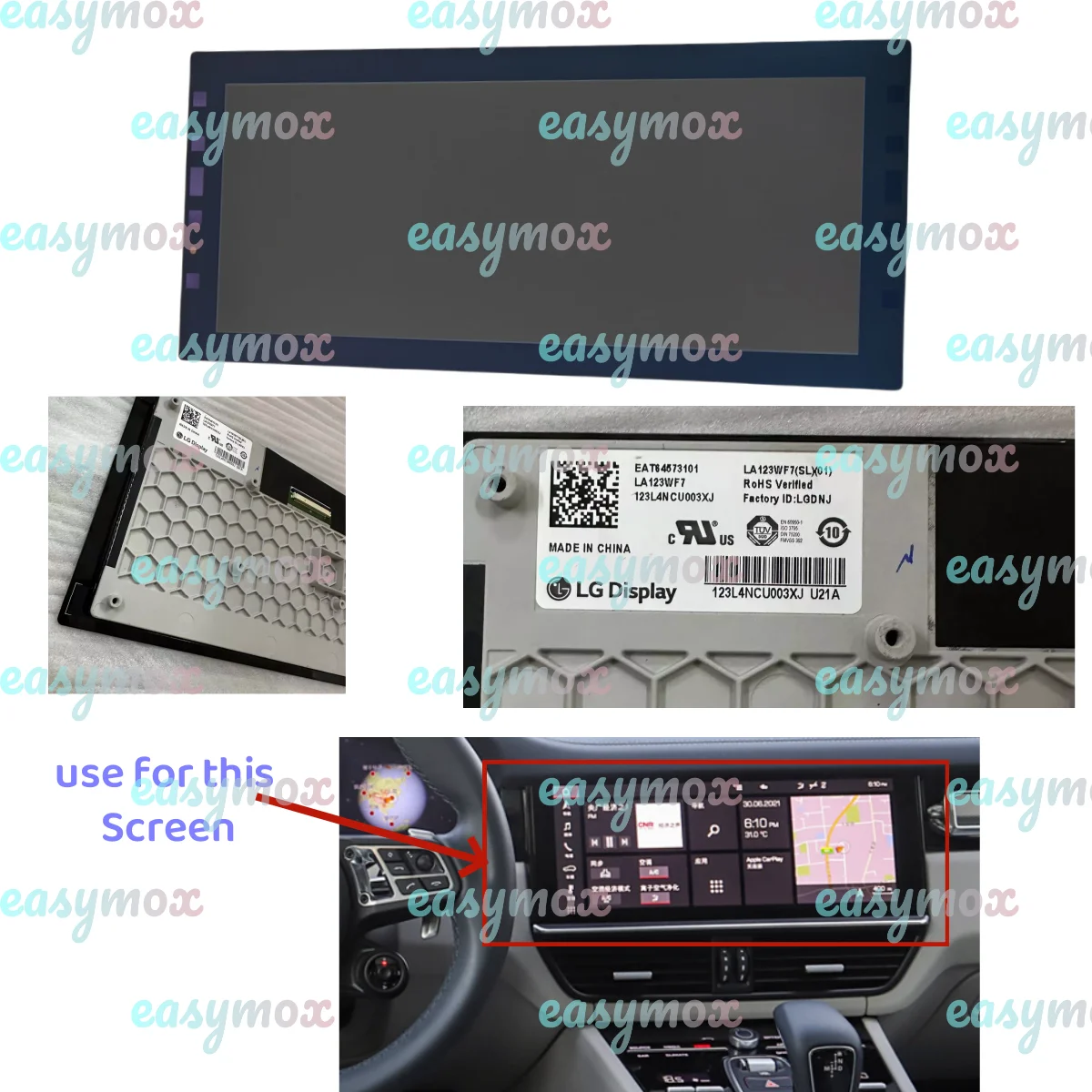 

OEM 12.3" LCD Display For 2019 2020 2021 Porsche Cayenne Navigaion Screen 9Y0.919.597.AG OV3 LA123WF7(SL)(01)