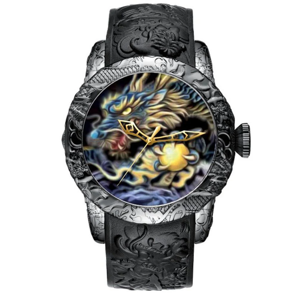 BIDEN-Montres de sport étanches pour hommes, design dragon, montre à quartz pour hommes, bracelet en silicone, montre-bracelet, horloge masculine