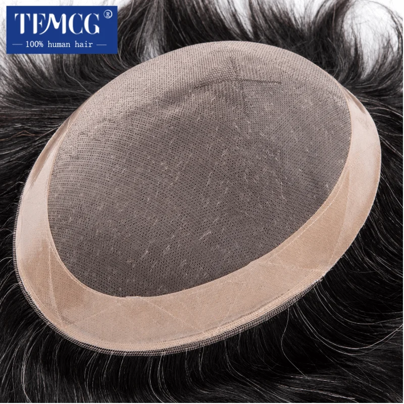 

Men Hair Toupee Fine Mono Men's Wig Durable Male Hair Prosthesis 6inch Handmade Mens Wigs 100% Human Hair Replacement System