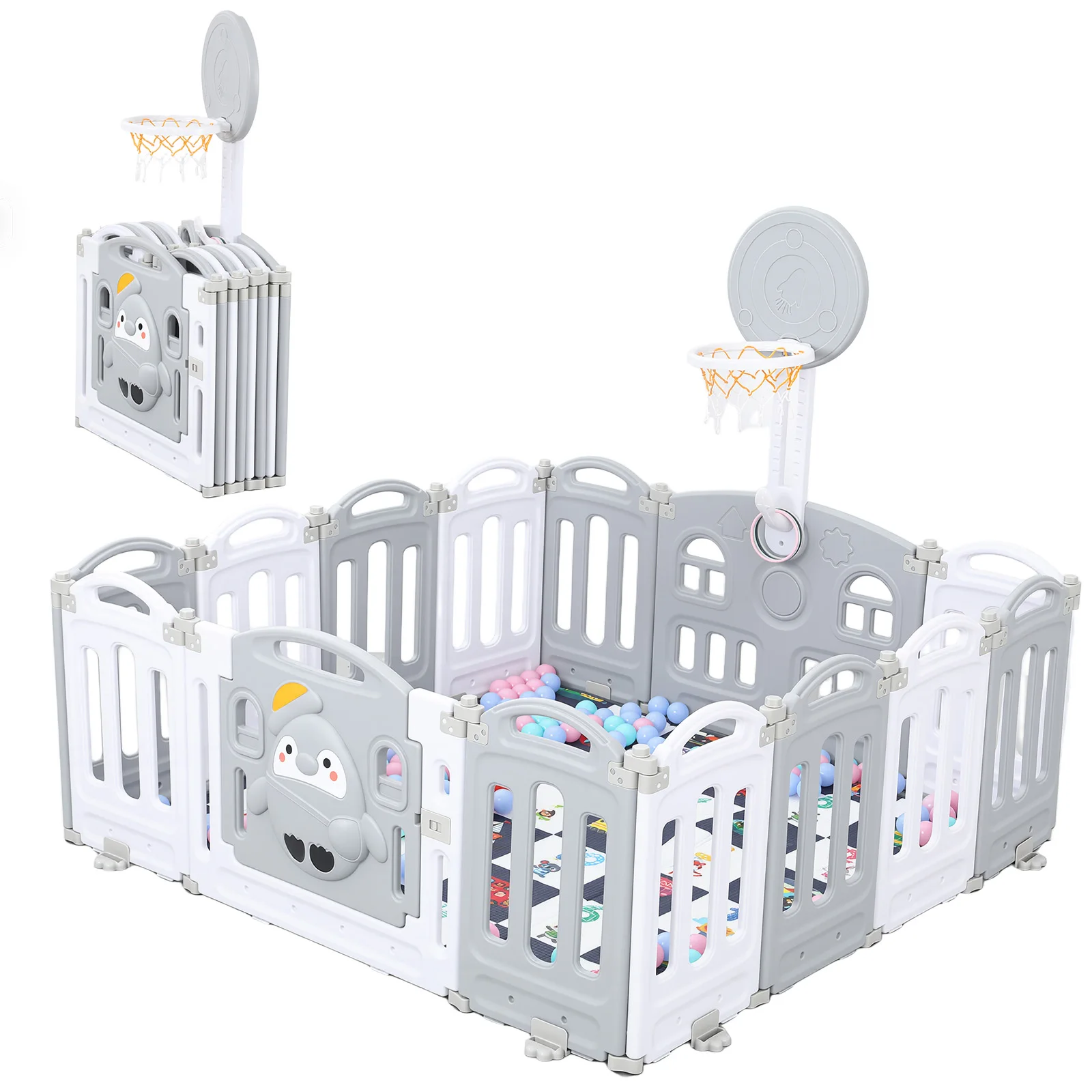 Parc pliable Centre d'activité pour bébé 150x150 Parc pliable Grande grille de marche avec élément d