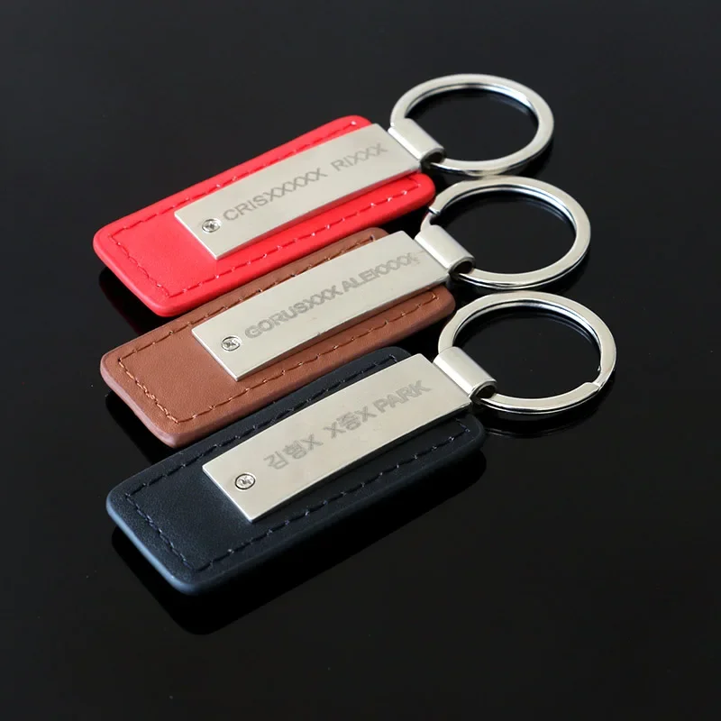 Leather Keyring Custom Keychain   for Car Anti-lost  Phone Number  Name for Keychain for Women Key Chains Personalized Keychain