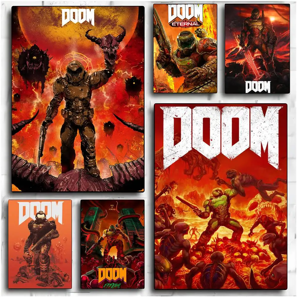 ملصق لعبة Doom عالي الدقة على الحائط اللاصق المقاوم للماء وغرفة المعيشة المنزلية وغرفة النوم والديكور الجمالي