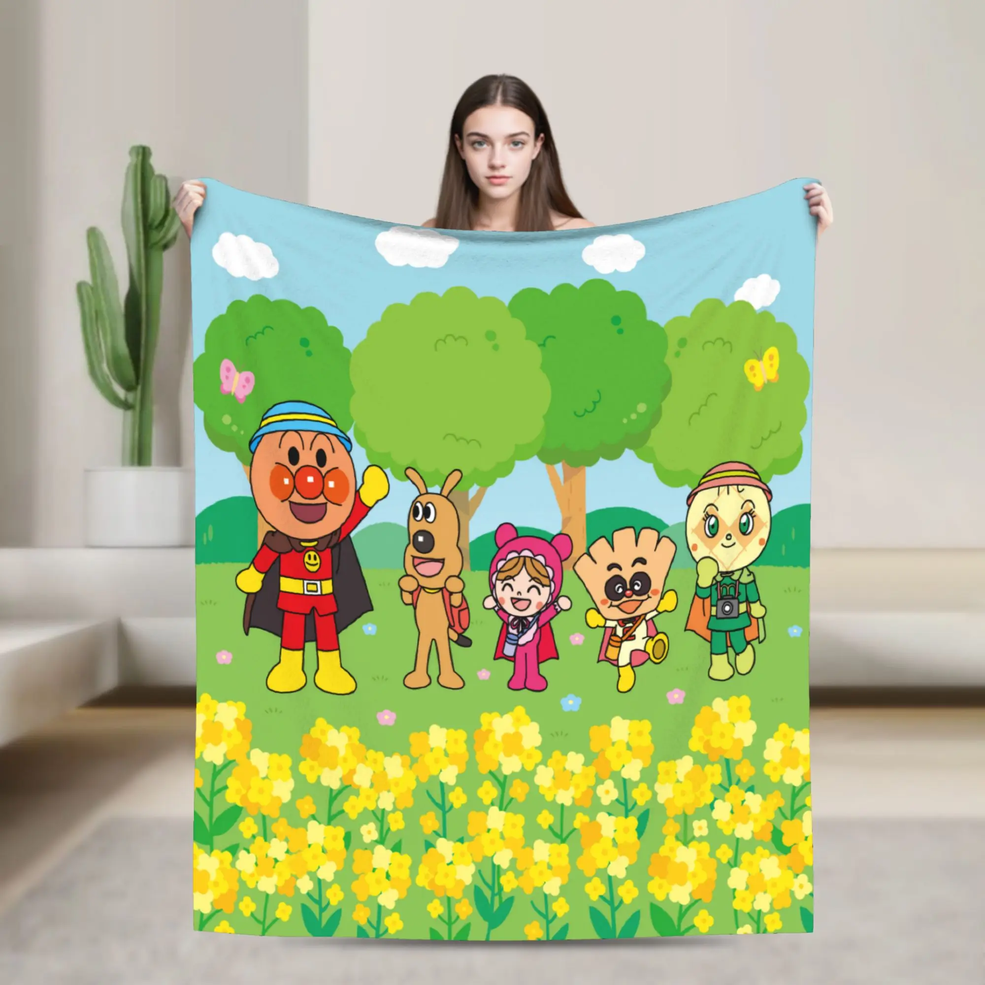 Custom Anpanman Bread Manga Blanket Warm Fleece Soft Flannel Manga  Throw Blankets for Bedroom Couch Office Autumn