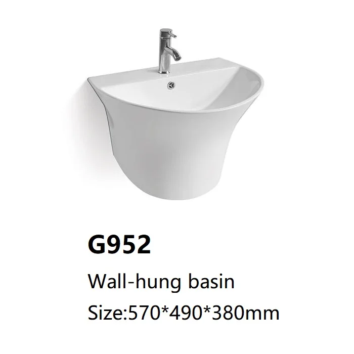 Modern Ceramic Art Design Rectangle Wall Mounted Wash Basin Handmade White 12L Capacity For Bathroom Single Hole Faucet Mount