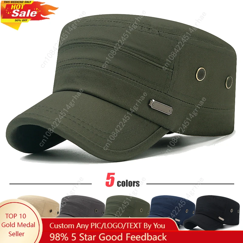 

Spring and Summer Four Seasons Korean Style Leisure Outdoor Sunshade Flat Cap Pure Cotton Air Eye Mature Mens Hat