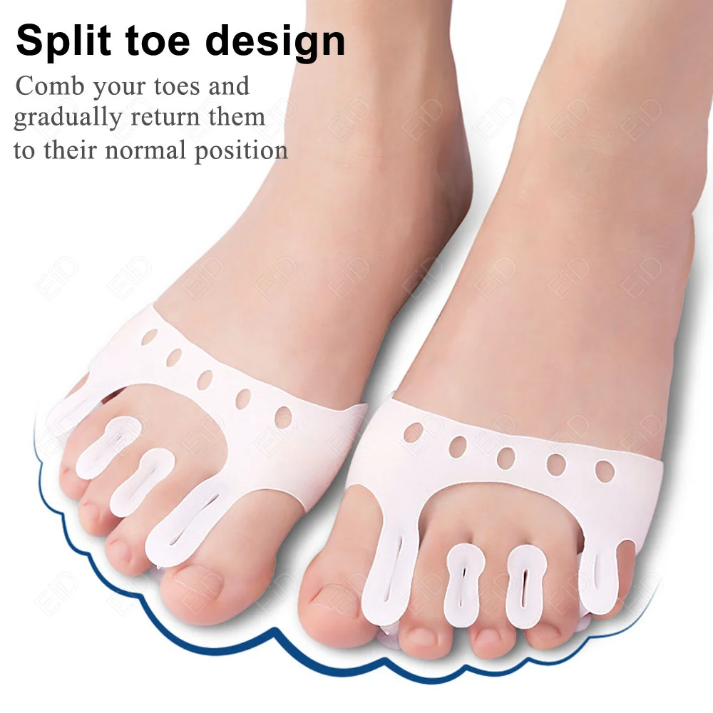 EiD Five Toe Separator Silicone Forefoot Pads Cushion Pad Pain Relief Shoes Insoles Finger Toe Hallux Valgus Corrector Gel Pads