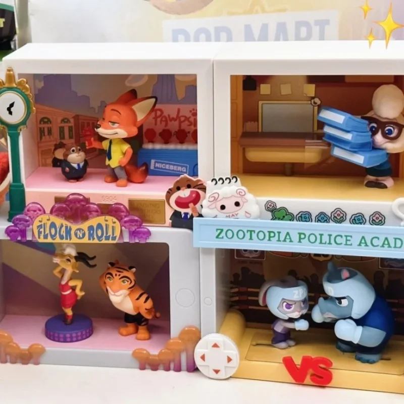 Genuine Anime Disney Zootopia Highlight Moment Series Blind Box Judy Hopps Nick Wilde Gazelle Sloth Anime Figure Modle Toys Gift