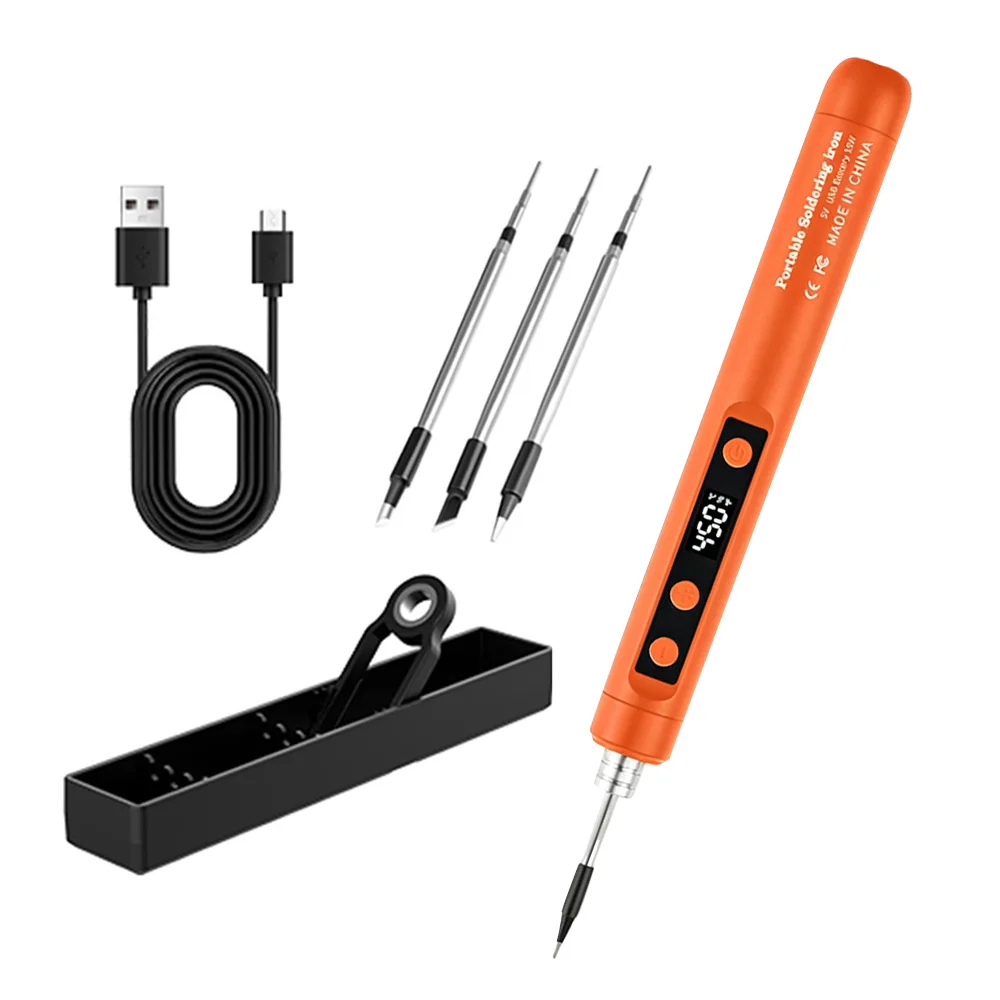 

Wireless Soldering Iron Portable Digital Display USB Soldering Iron 180-450°C Adjustable Temperature With 3Tip Soldering Tool