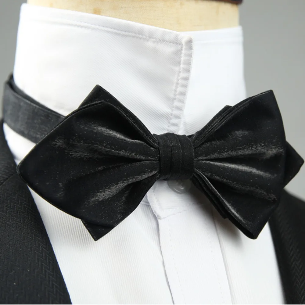 4 Styles Solid Color Black White Wine Bow Ties New Ribbon Gilded Butterfly Double Layered Wedding Party Bowknot Tuxedo Cravat