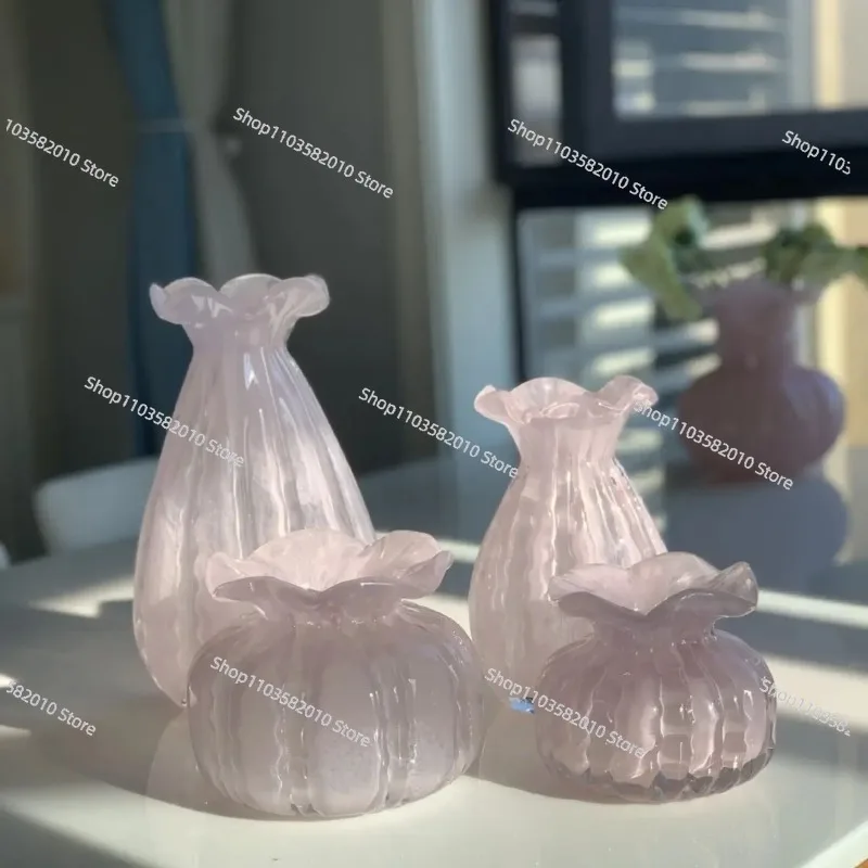 Glazed Nordic Medieval Style Vase - Light Luxury with Water Feel for Lily Flower Arrangement