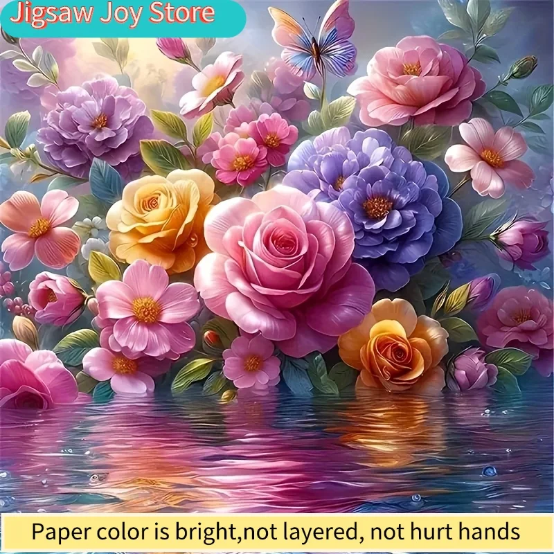 1000pcs Large Flower Puzzle for - Bright Roses and Flower Design, Family Interactive Game, DIY Home Decoration & Gift Ideas, 5