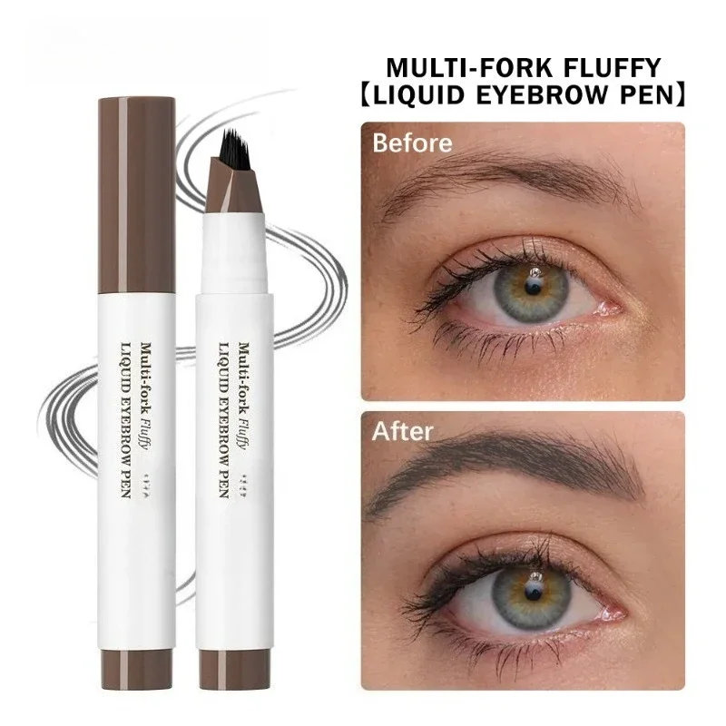 4D 眉毛ペン長持ちマルチフォーク液体ファインスケッチタトゥー眉防水正確なメイクアップツール