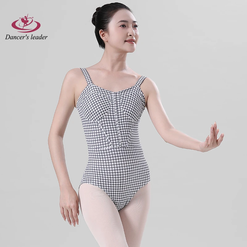 Balletband Houndstooth Slim-Fit Yogapak Hooghip Ademend Klein Hooghip Balletdanspak