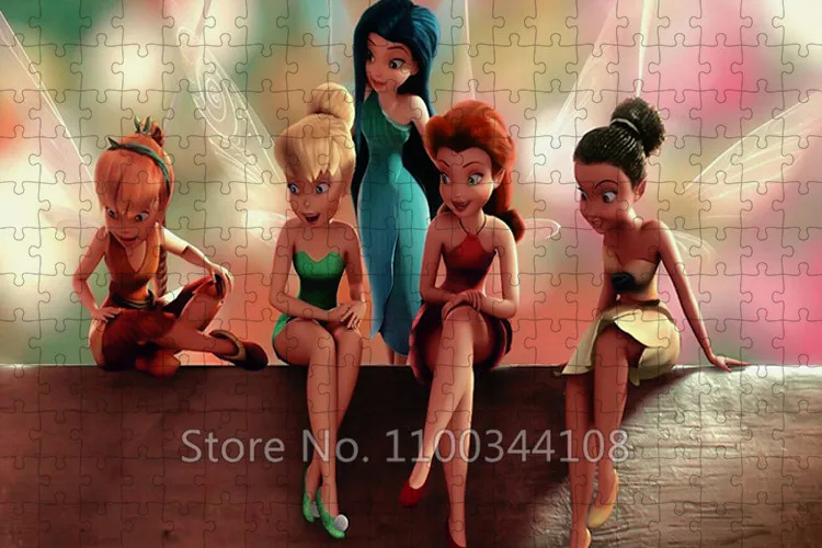 Disney Tinkerbell Puzzle 300/500/1000 Teile Cartoon Puzzles Erwachsene Dekompression Handgemachtes Spiel Kinder Lernspielzeug