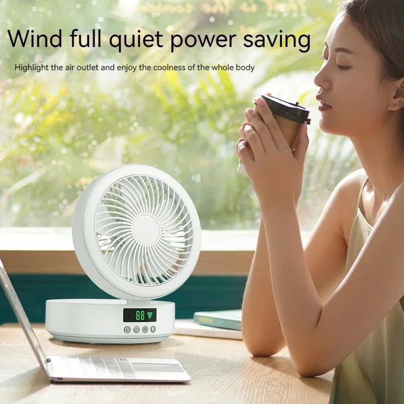 USB Rechargeable Foldable Desktop Fan - Portable Long Battery Life Cooling Fan for Dormitory Office Household Indoor Use