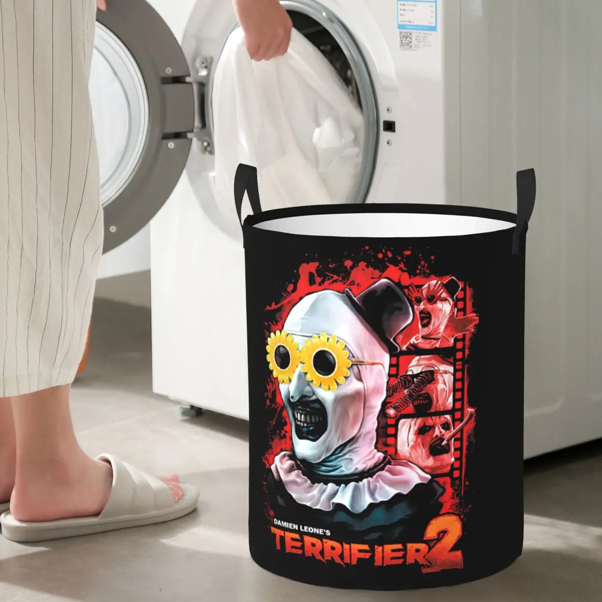 

Halloween Movie T-Terrifier-S Foldable Laundry Baskets Dirty Clothes Toys Storage Basket Home Organizer Hamper