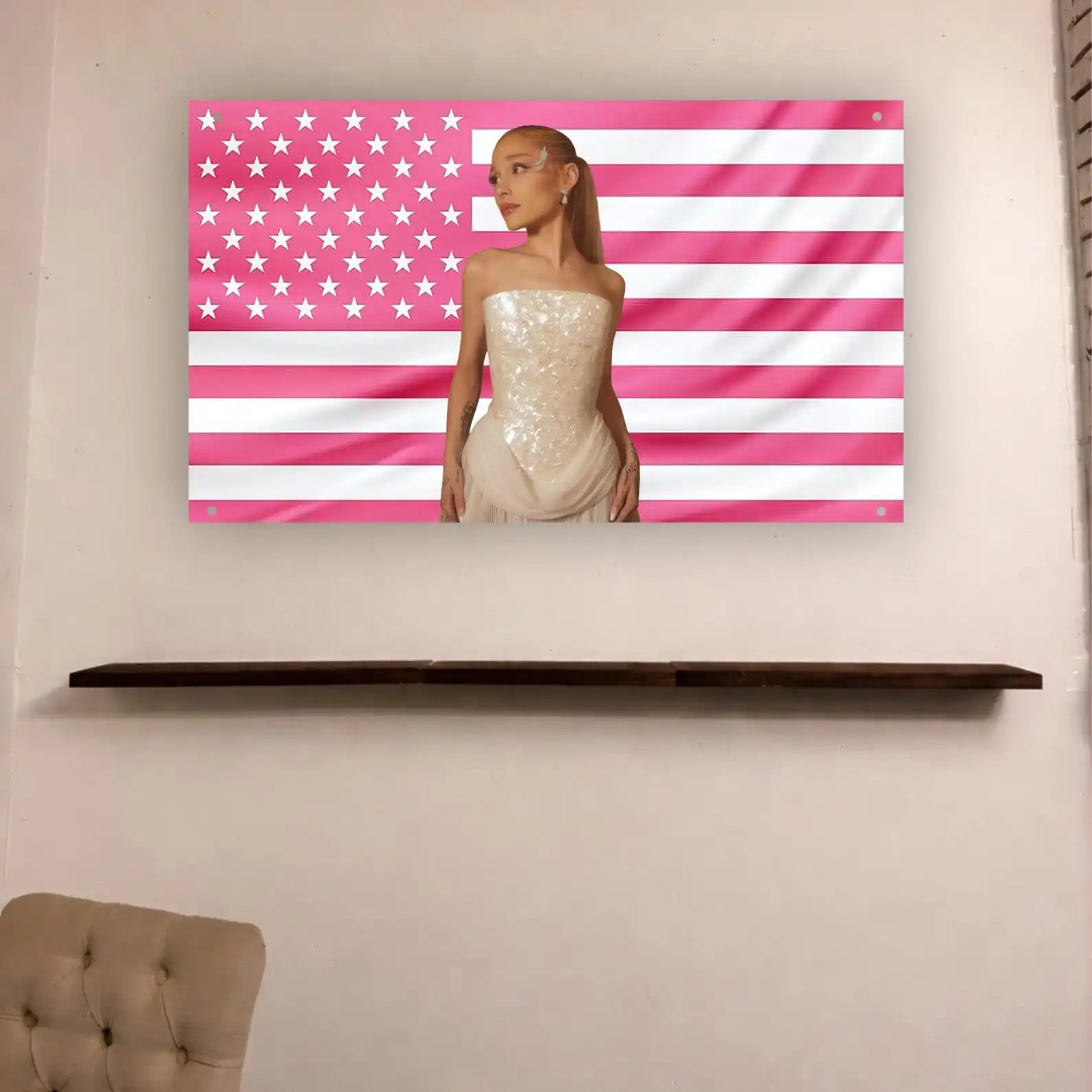 A-Ariana G-Grande Pink American Flag Decorative Home Objects Tapestry Funny Flags for Bedrooms Flaga Outdoor Decors Advertising
