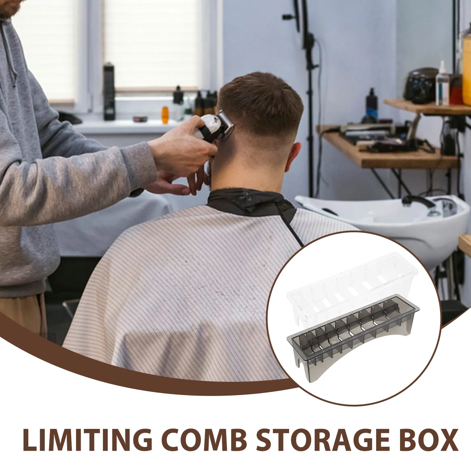 

Набор из 2 органайзеров для насадок машинки для стрижки волос, прямоугольный пластиковый контейнер для хранения, черный, 10 отсеков для насадок-гребней, органайзер для парикмахерских инструментов