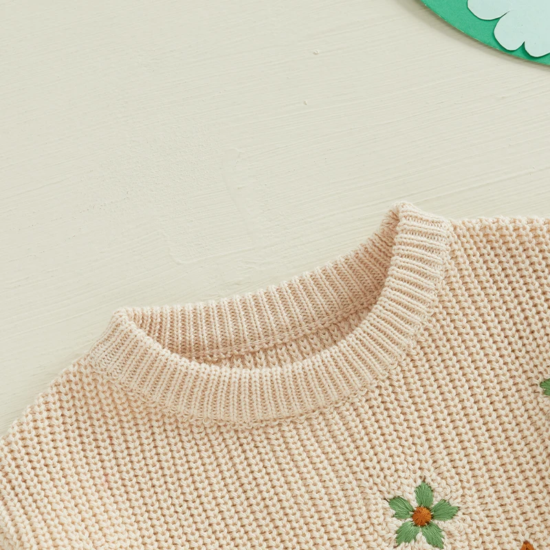 Toddler Girls Boys Sweater Letter Clover Embroidery Long Sleeve Baby Pullovers Ireland Clothes Spring Casual Tops