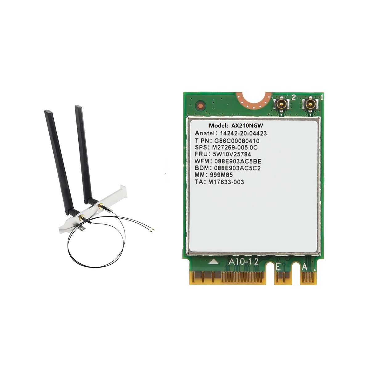 

AX210NGW WiFi Card with Antenna WIFI 6E Bluetooth 5.2 2.4Ghz 5Ghz 3000Mbps M.2 Wireless Adapter 802.11Ax Network Card