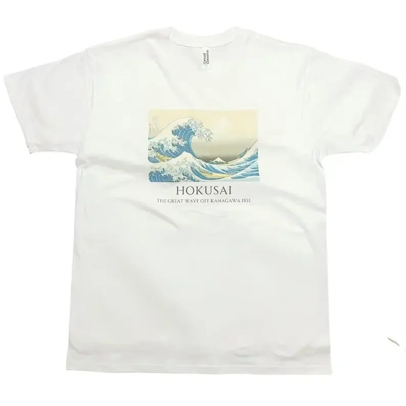 Hokusai Great Wave off Kanazawa T-Shirt with Title Vintage Japanese Art