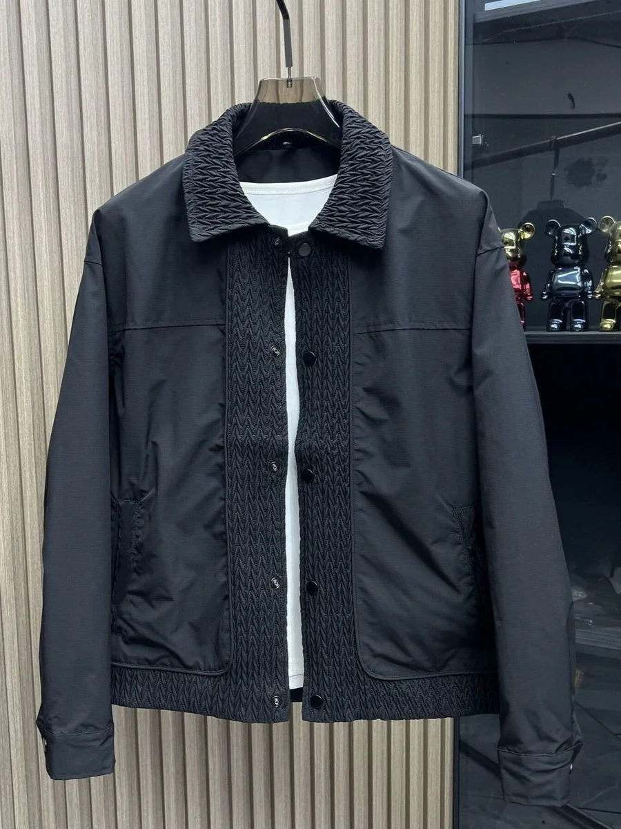 Men's Smart Casual Jacket Fashion Contrast Texture Panel Casual Bomber Coat Trendy Business Casual Spring Fall Outerwear