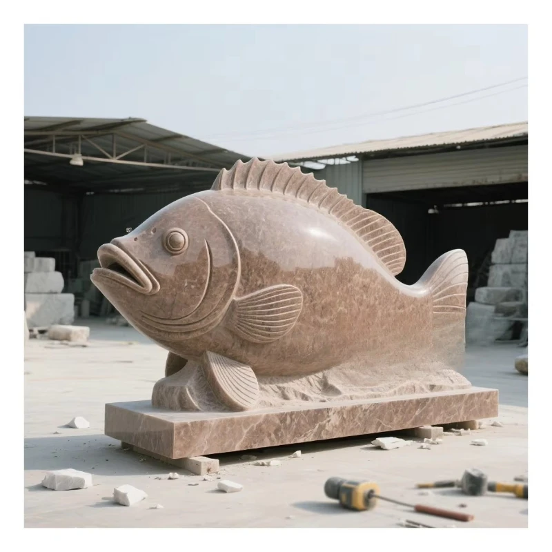 

Hand carved large koi fish statue natural granite marble sculpture
