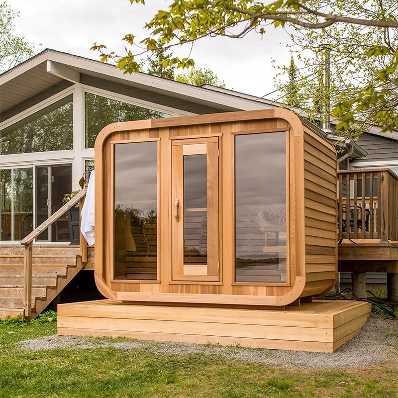 6-8 people use Hemlock  steam cube sauna with electric stove heater