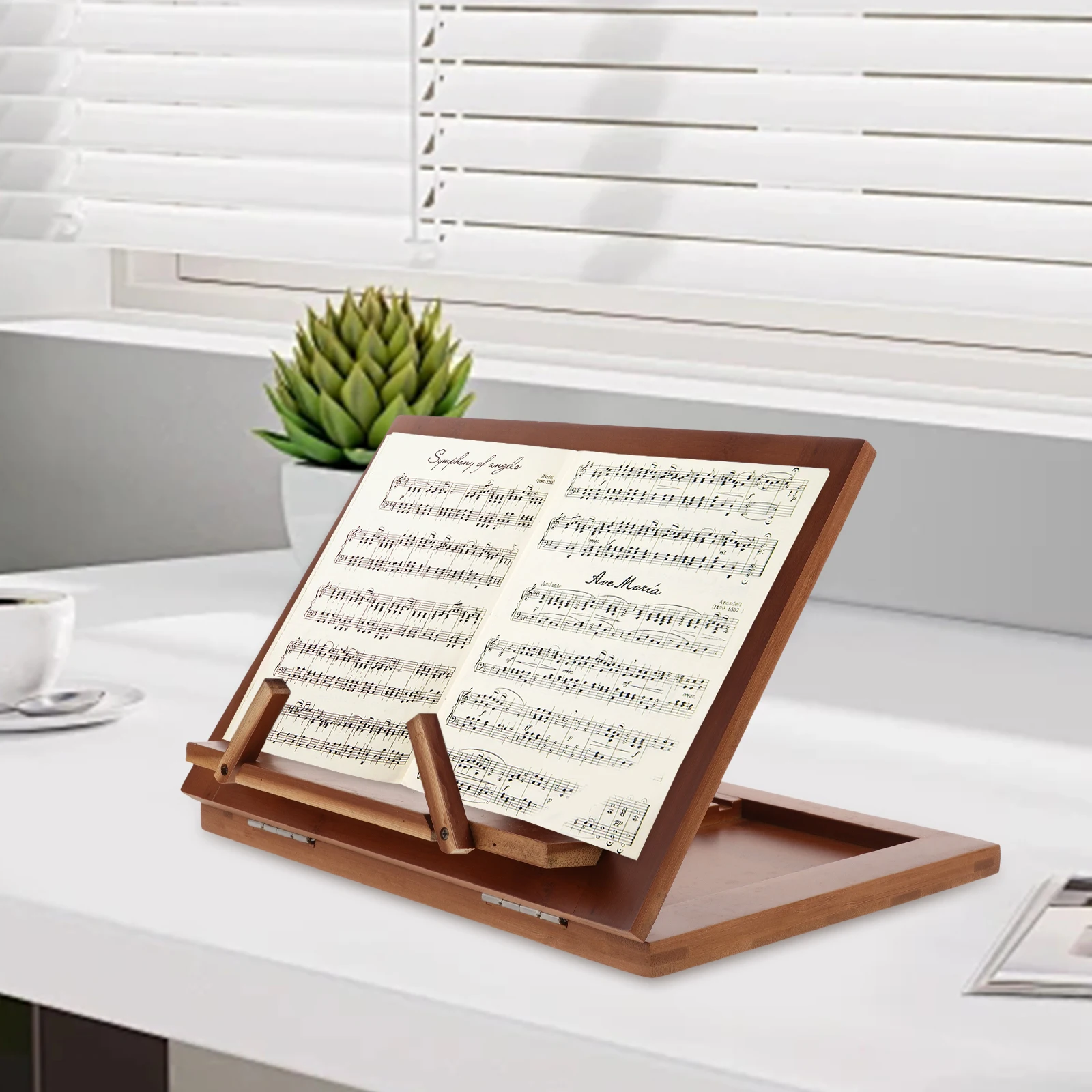 

1Pcs Bamboo Sheet Music Stand Travel Friendly Book Holder For Musicians On The Go
