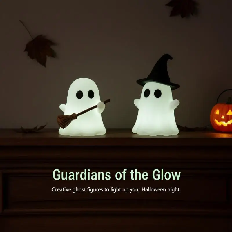 Halloween Glow in Dark Ghost Mini Statue 1PC Soft Luminous Ornament Compact Table Decor for Bedroom Mantel Party Decoration