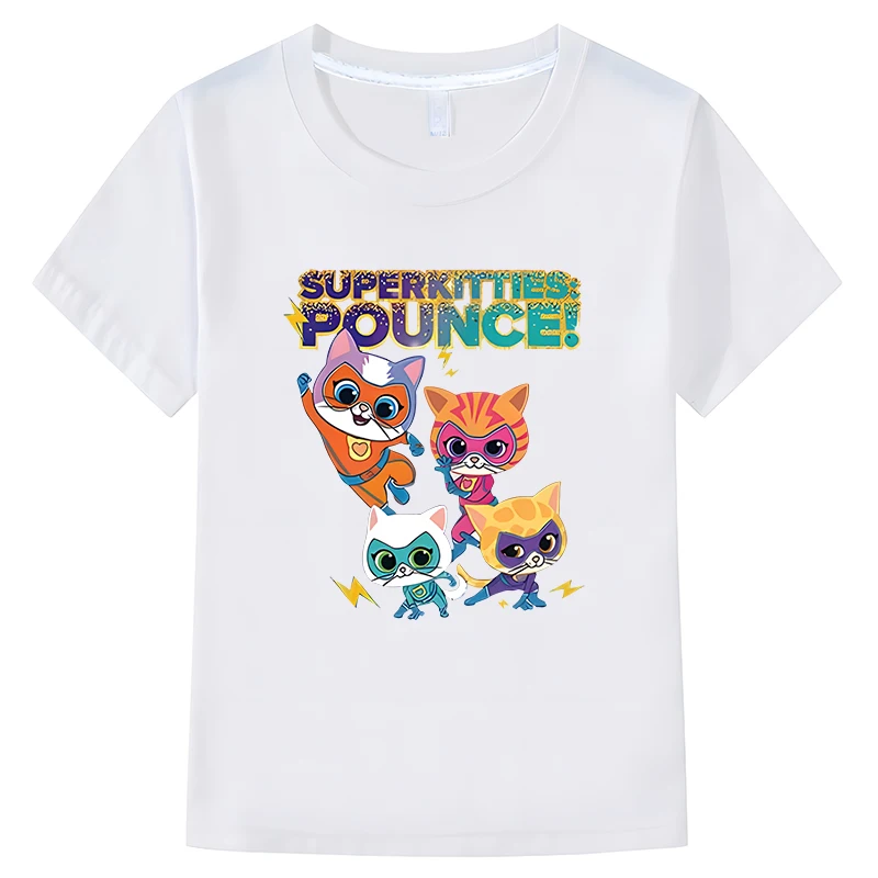 

New Game Super Kitties Kids T-shirt Summer Cotton Short sleeve Tops y2k one piece t shirt for kids boy 10 years girls clothes