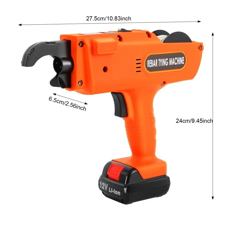 Automatic Rebar Tier Binding Machine 12V 4500mAh Electric Handheld Rebar Tying Machine Wire Pliers Tool Kit w/Batteries