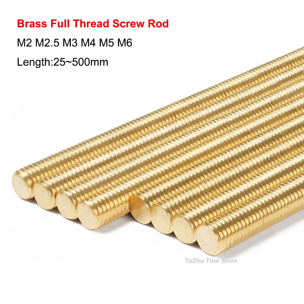 

Brass Full Threaded Rods M2 M2.5 M3 M4 M5 M6 Studding Bolts Full Tooth Bar Length 25~500mm