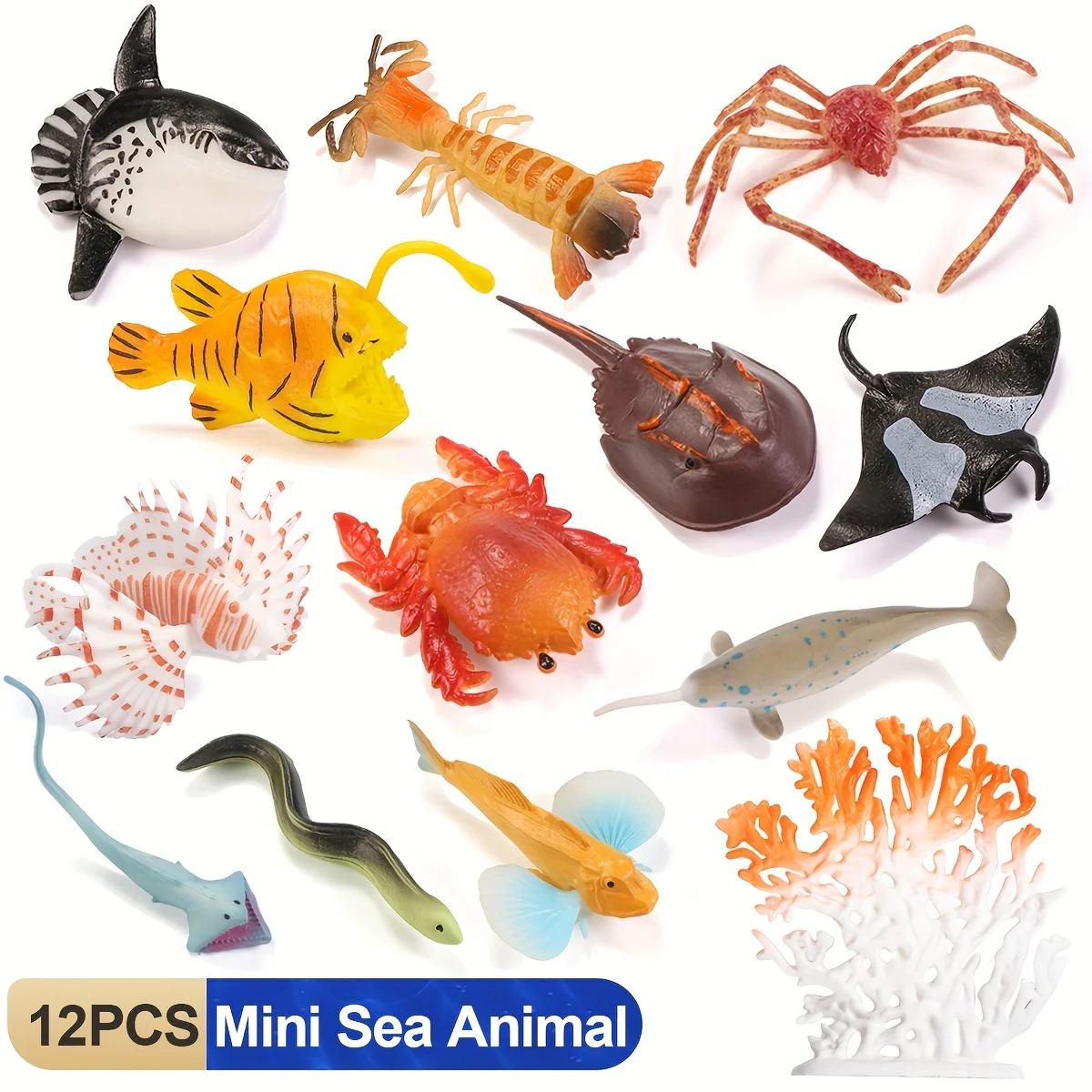 13 peças mini figuras realistas de brinquedos da vida marinha, criaturas subaquáticas educacionais, enchimentos de ovos de páscoa, decorações de aquário para Hallo