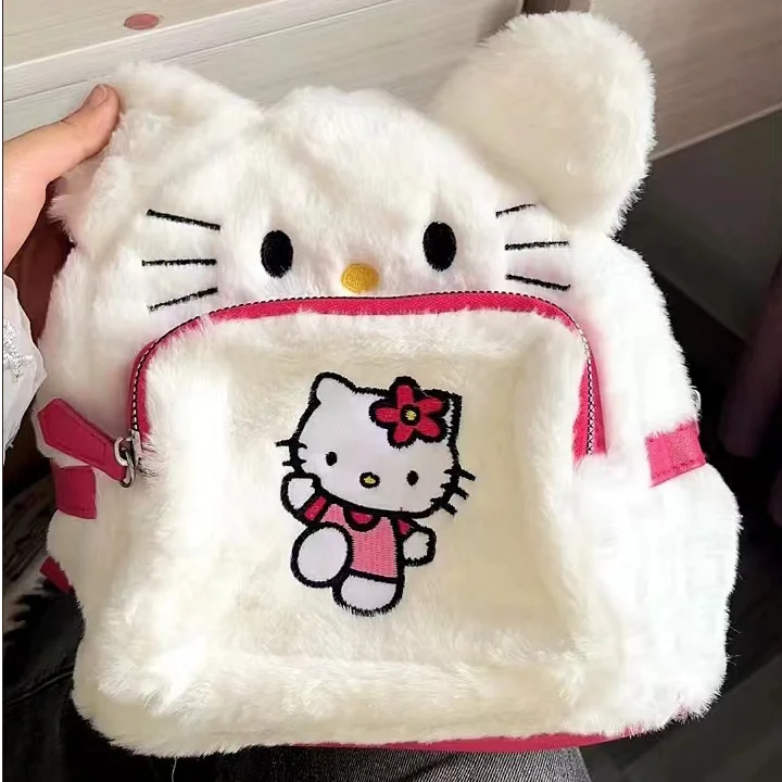 

Школьная сумка Sanrio, плюшевый рюкзак Kawaii Hello Kitty Cinnamoroll Kuromi Pom Pom Purin