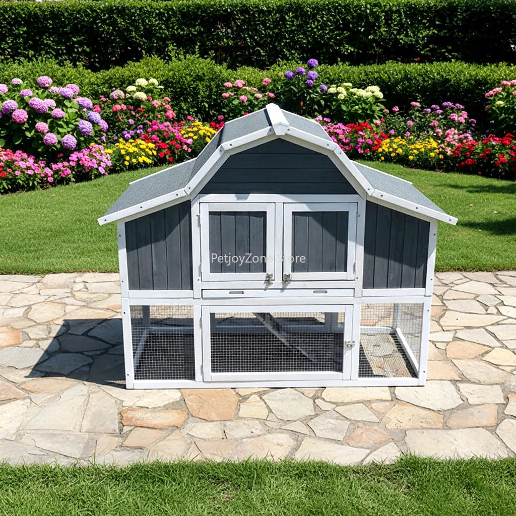 SDC027 Stylish Wooden Chicken Coop With Asphalt Roof Luxury Style All Seasons Indoor/Outdoor Use
