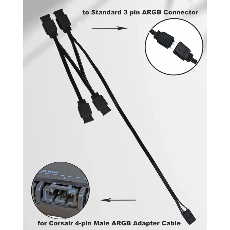 1 To 4 ARGB Splitter Extension Cable Connect To 5V 3-Pin ARGB For Corsair Commander Core And ICUE Commander CORE XT-AD13