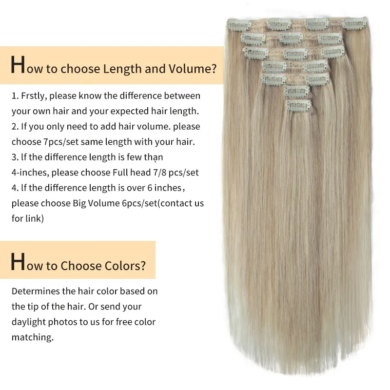 MRSHAIR Clip-in haarverlenging Echt haar Echte natuurlijke clip-in haarverlenging Dubbele inslag Volledig hoofd 7 STKS Clip-ins voor volume toevoegen